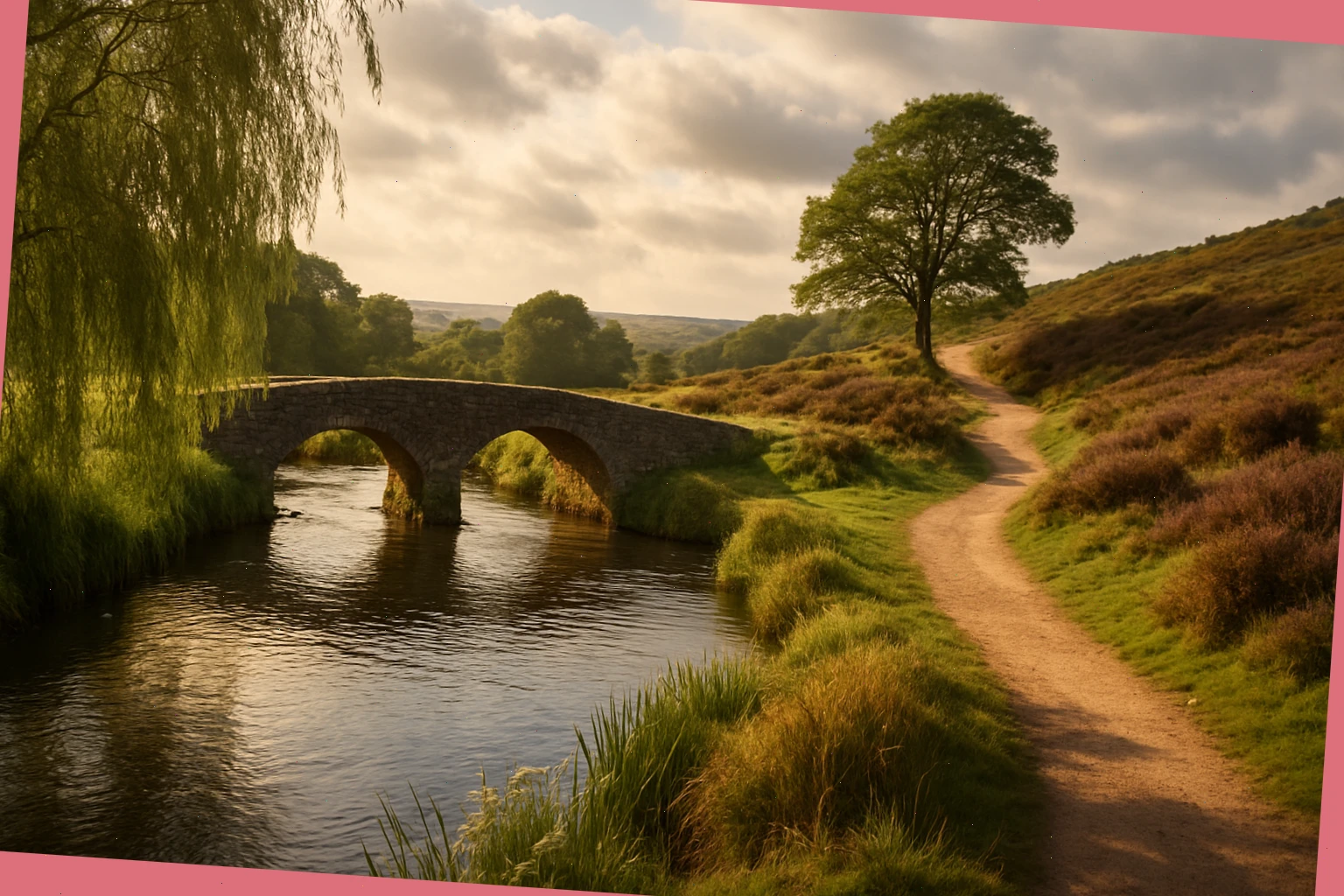 Quiet willow-lined riverbank inspiring a reflective literary walk